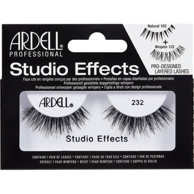 ARDELL Studio Effects 232 Real Hair False Eyelashes for Extra Volume and Density Developed by Makeup Artists Glue-On
