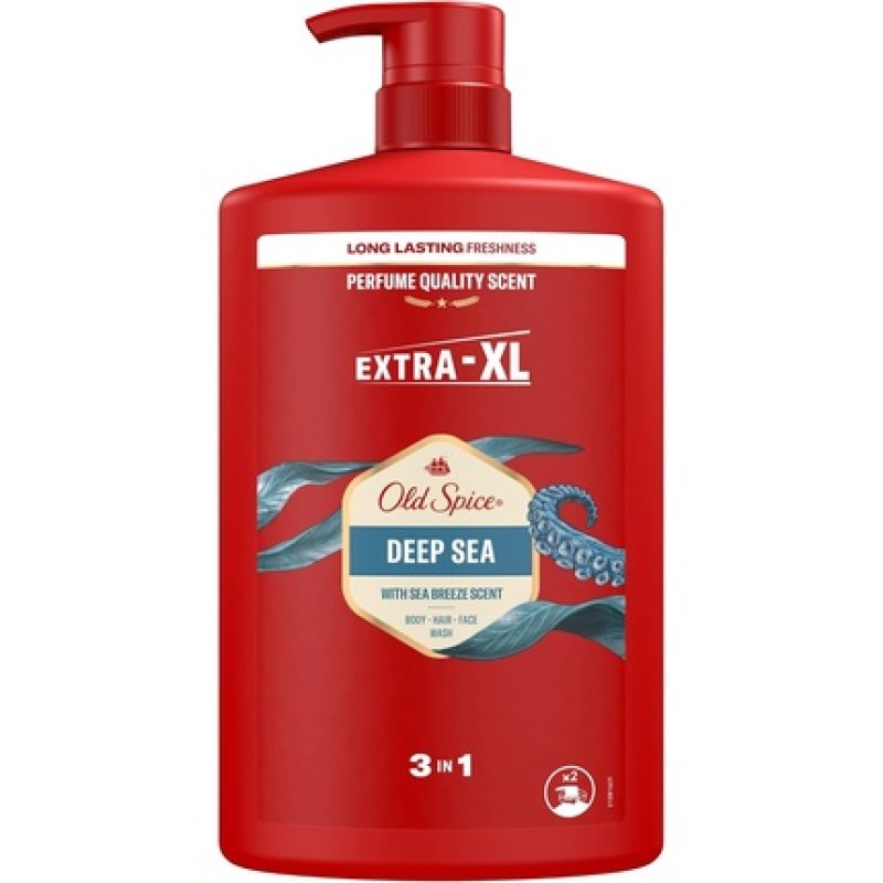 Old Spice Deep Sea Men's Shower Gel & Shampoo 1000ml 3-in-1 Hair-Face-Body Wash Long Lasting Fresh Perfume Quality Scent