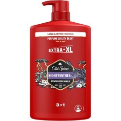 Old Spice Night Panther Men's Shower Gel & Shampoo 1000ml 3-in-1 Hair-Face-Body Wash Long Lasting Fresh Perfume Quality