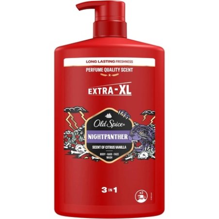 Old Spice Night Panther Men's Shower Gel & Shampoo 1000ml 3-in-1 Hair-Face-Body Wash Long Lasting Fresh Perfume Quality