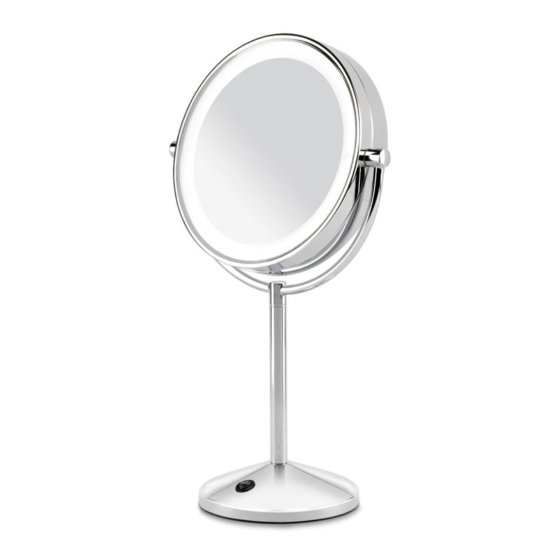 BaByliss 9436E LED Makeup Mirror in Chrome Design Illuminated Double Sided 10x Magnification Battery Operated