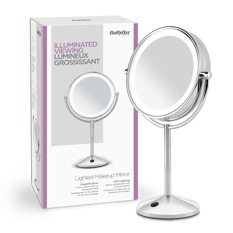 BaByliss 9436E makeup mirror Freestanding Round Stainless steel
