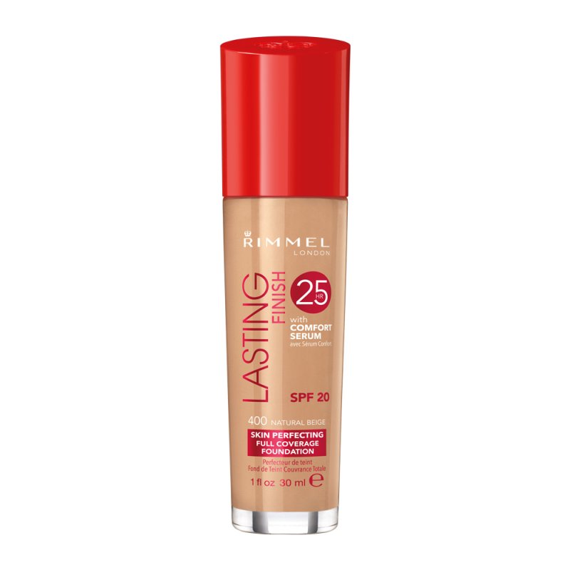 Rimmel Lasting Finish 25H Foundation With Comfort Serum, 400 Natural Beige, 30ml