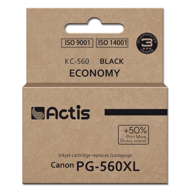Actis KC-560 Encre pour imprimante Canon, remplacement PG-560XL Suprême 22ml noir. Imprime 50% de plus que l'OEM.