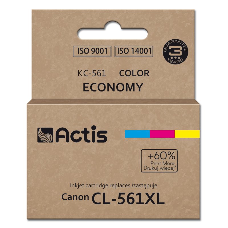 Actis KC-561 Canon printer ink replacement Canon CL-561XL Supreme 18ml blue purple yellow. Prints 60% more than