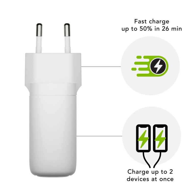 Dbramante1928 - Re-charge - Wall Charger GaN - USB-C 65W 18W EU - White