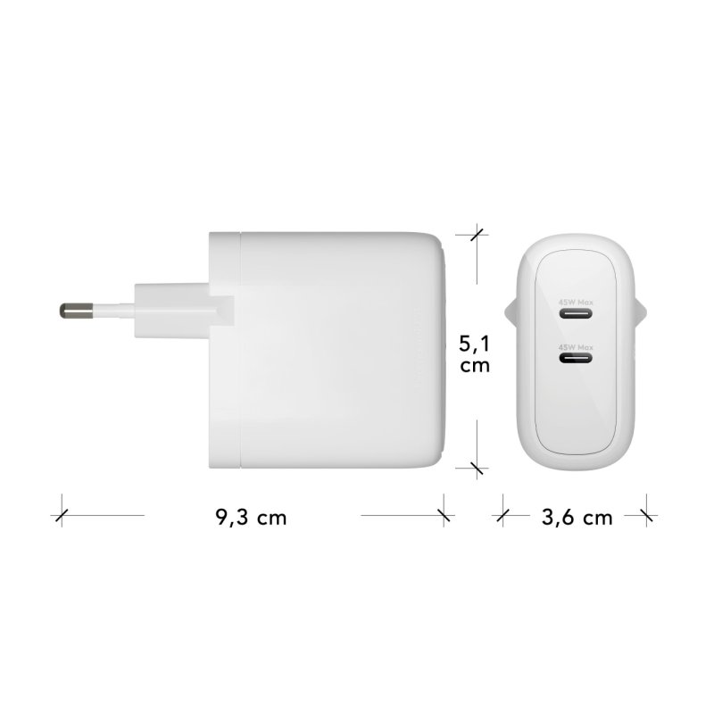 dbramante1928 re-charge - EU Wall Charger - 2x USB-C 45W - W