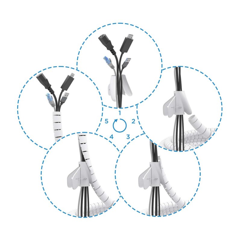 ORGANIZADOR CABLE AISENS EN ESPIRAL 25MM BLANCO 3.0M