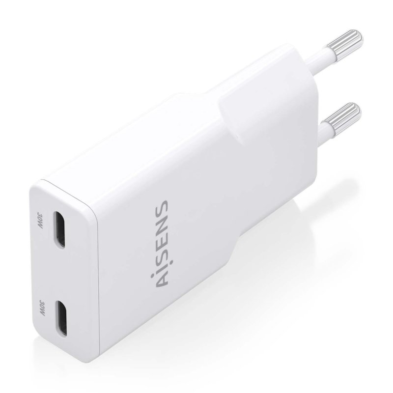 CARGADOR AISENS GAN ULTRA DELGADO 30W 2XUSB-C PD3.0 QC4.0 BLANCO