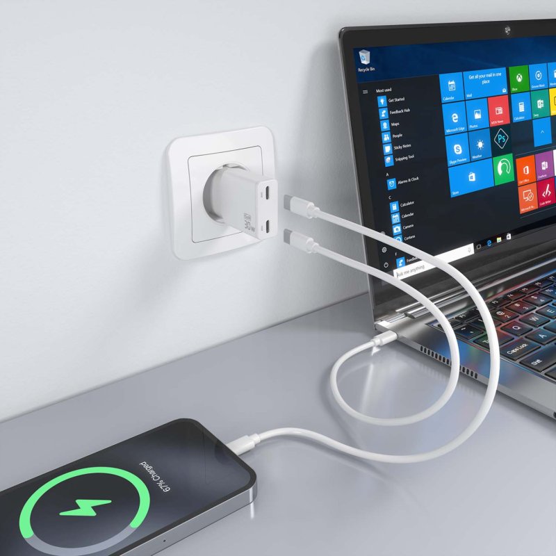 AISENS ASCH-30W2P048-W chargeur d'appareils mobiles Caméra Numérique, MP3, MP4, Téléphone portable, Navigateur,