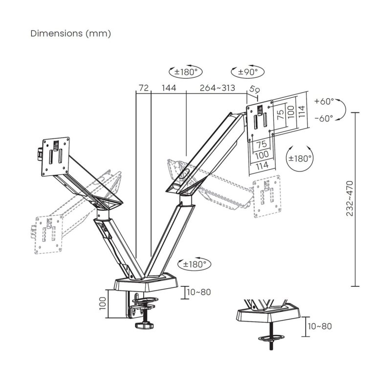 SOPORTE AISENS MESA GAMING CONTRAPESO MONITOR (3 PIV 2 BRAZOS) 17-38