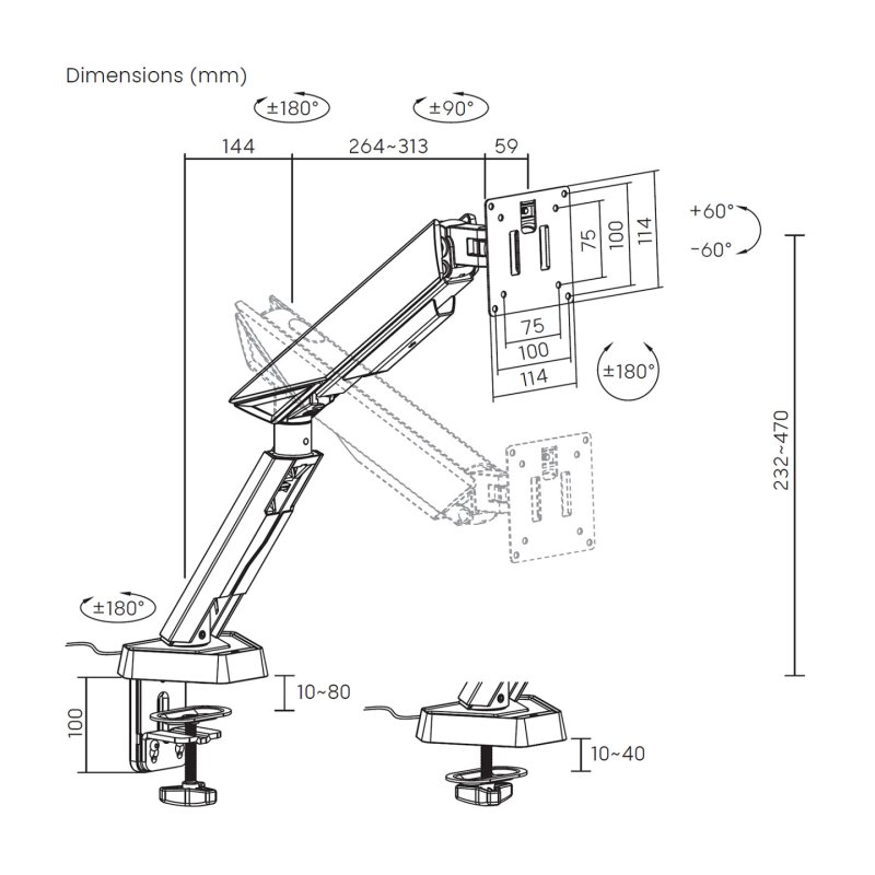 SOPORTE AISENS MESA RGB GAMING CONTRAPESO MONITOR (3 PIV 1 BRAZO) 17-49