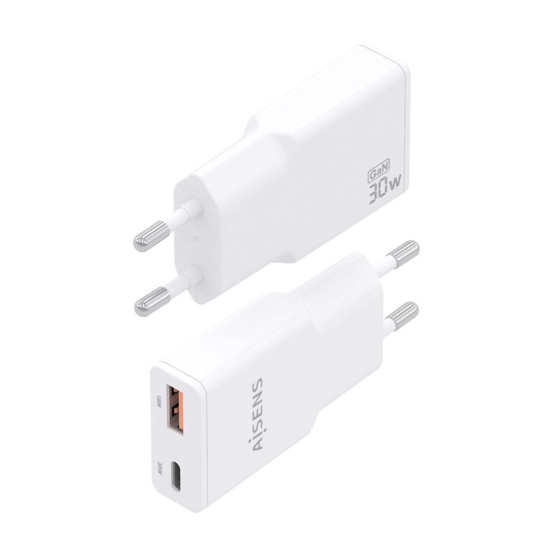 CARGADOR AISENS GAN ULTRA DELGADO 30W USB-C PD3.0 QC4.0 USB-A QC3.0