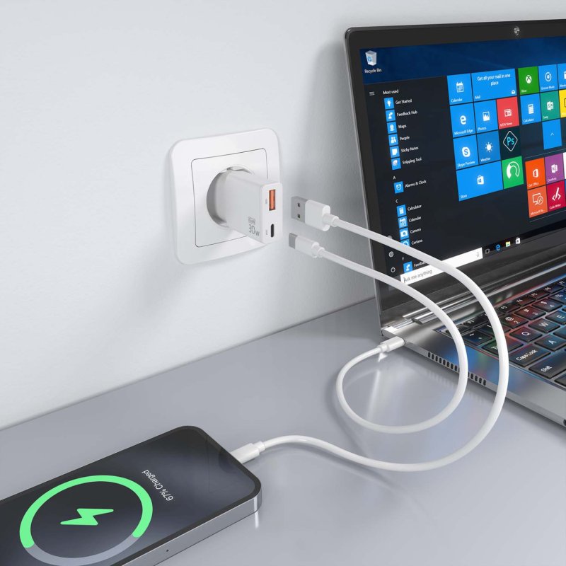 AISENS ASCH-30W2P046-W chargeur d'appareils mobiles Caméra Numérique, MP3, MP4, Téléphone portable, Navigateur,