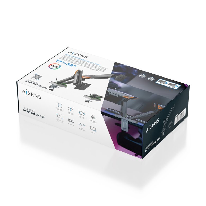 SOPORTE AISENS MESA RGB GAMING CONTRAPESO MONITOR (3 PIV 2 BRAZOS) 17-38