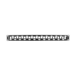PATCH PANEL LANBERG 24PUERTOS 1U RACK 19 ESCALONADO ORGANIZADOR MOD KEYSTONE BK