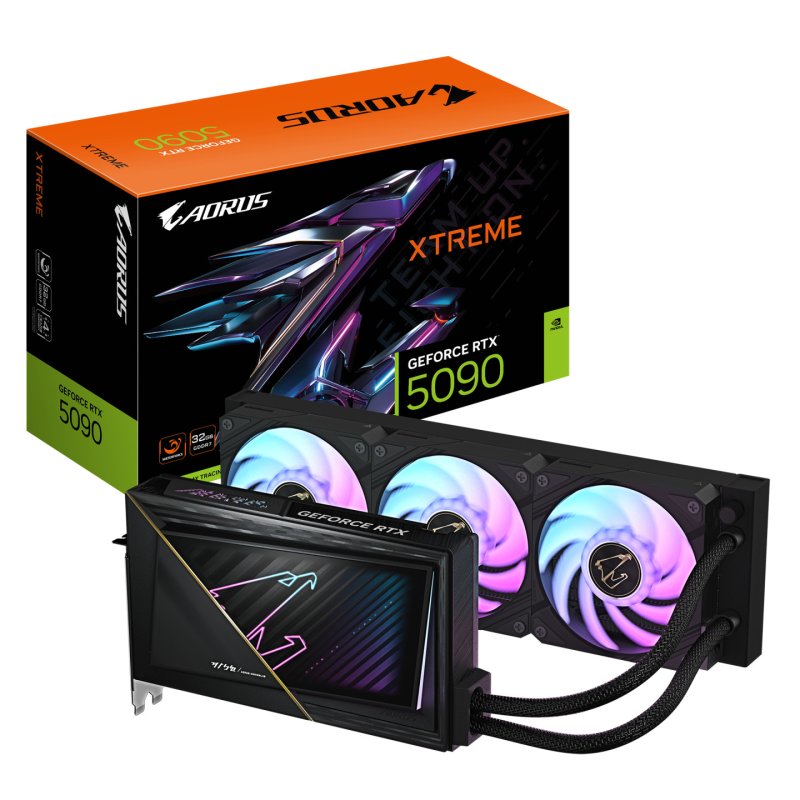 GIGABYTE AORUS GeForce RTX 5090 XTREME WATERFORCE 32G Carte Graphique - 32 Go GDDR7, 512 bits, PCI-E 5.0, 2655 MHz
