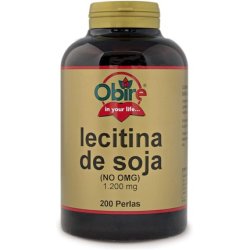 Obire Soy Lecithin 1200mg 200 Pearls - Supports Cardiovascular System - Aids in Fat Digestion - Rich in Phospholipids -
