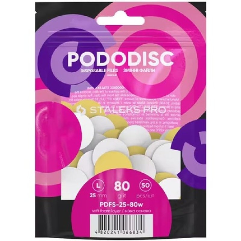 White Refill File Pads for Pedicure Disc Staleks Pro L 80 Grit