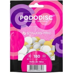 STALEKS Disposable White Files with Soft Foam Layer for Pedicure disc PODODISC PRO M 180 grit PDFS-20-180w