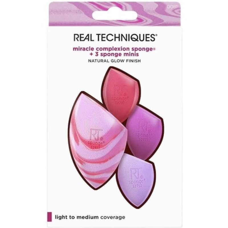 Real Techniques Berry Pop Miracle Complexion Sponge & Mini Sponges Kit Makeup Blending Sponges for Foundation Concealer