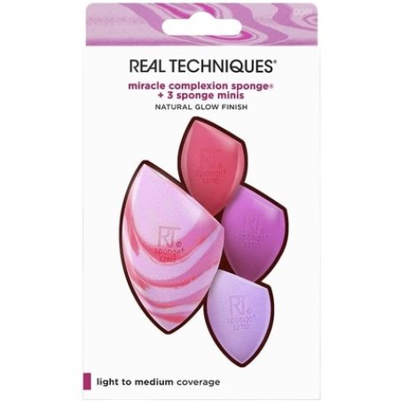 Real Techniques Berry Pop Miracle Complexion Sponge & Mini Sponges Kit Makeup Blending Sponges for Foundation Concealer