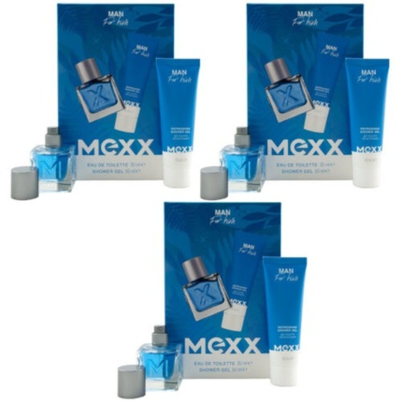 Mexx Gift Set Man For Him 3 x 30ml EDT Spray and 3 x 50ml Shower Gel