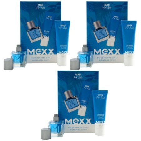 Mexx Gift Set Man For Him 3 x 30ml EDT Spray and 3 x 50ml Shower Gel