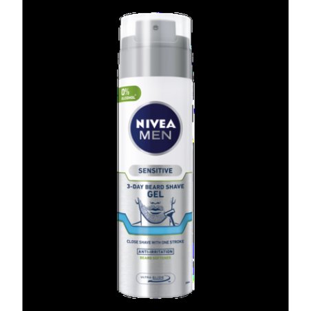 NIVEA Men Sensitive 3-Day Beard Shave Gel 200ml Anti Irritation and Beard Softener