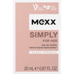 Mexx Simply for Her Eau De Toilette Fresh Floral Elegant Women Natural Vegan Formula 20ml