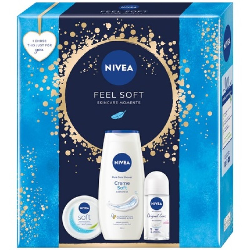 Nivea Set Feel Soft Original Care Antiperspirant Roll-On 50ml, Soft Moisturizing Cream 100ml, Creme Soft Shower Gel