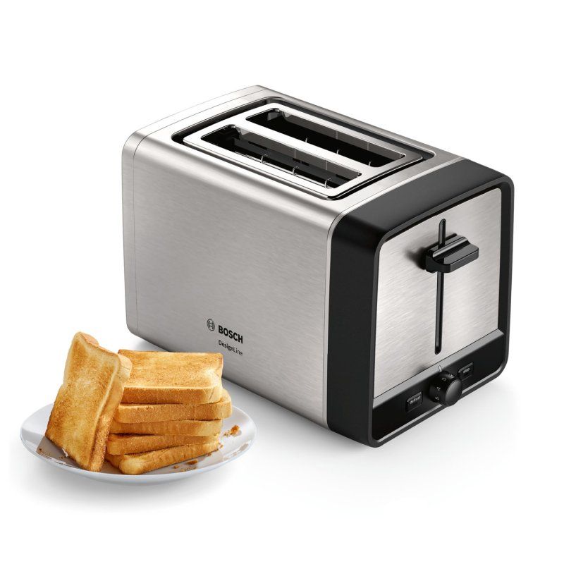 Kompakt-Toaster DesignLine TAT5P420DE (edelstahl/schwarz, 970 Watt, für 2 Scheiben Toast)