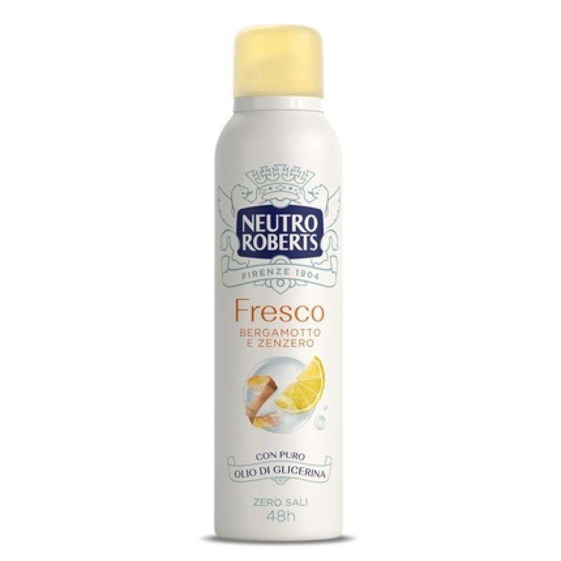 Neutro Roberts Deodorant Spray Fresh Yellow Bergamot and Ginger Aluminum-Free Stain-Free with Pure Glycerin Oil
