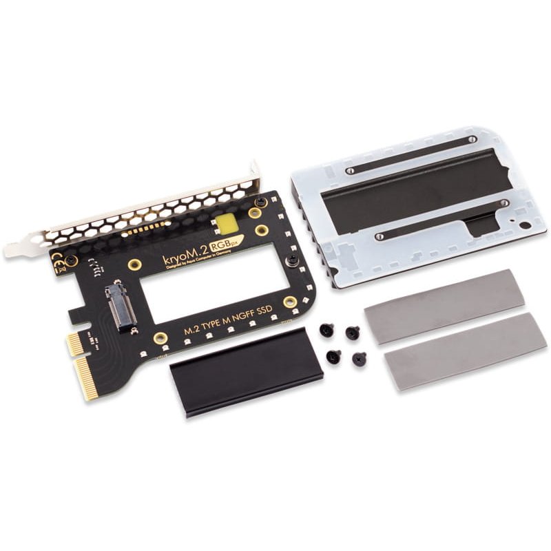 aqua computer kryoM.2 RGBpx PCIe 5.0 x4 Adapter für M.2 PCIe SSD, M-Key, mit Passivkühler