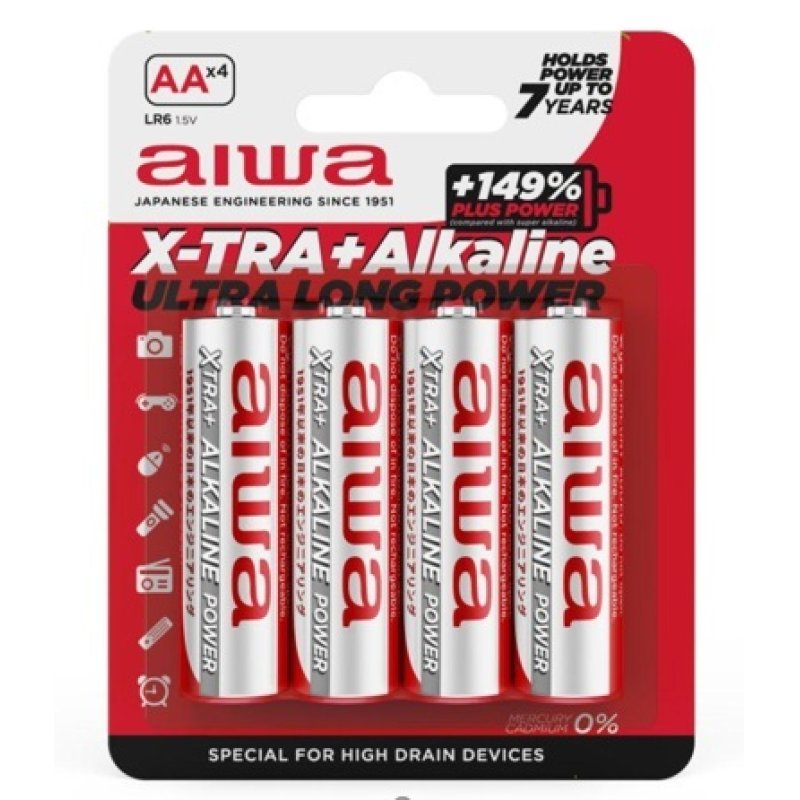 AIWA - X-TRA ALKALINE AA ALKALINE BATTERY LR6 BLISTER*4