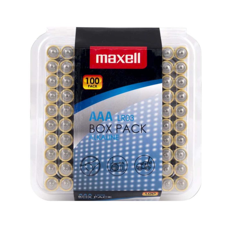 MAXELL - ALKALINE BATTERY AAA LR03 PACK*100 BATTERIES