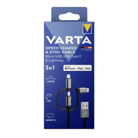 VARTA Câble de chargement Speed Charge & Sync cable 3en1