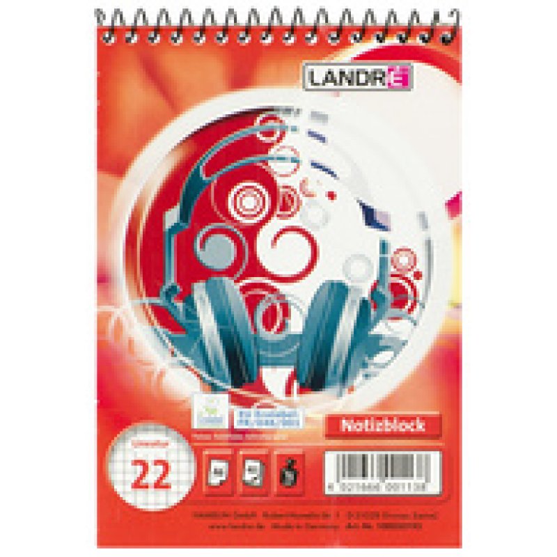 LANDRÉ bloc-notes à spirale, format A6, 40 feuilles,