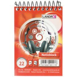 LANDRÉ bloc-notes à spirale, format A7, 40 feuilles,