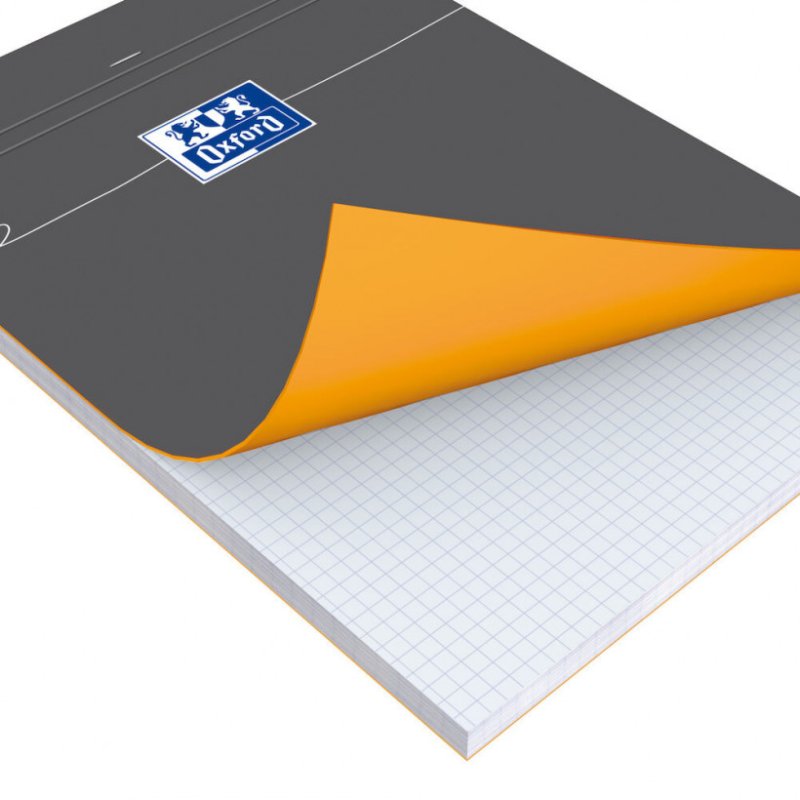 Oxford Bloc-notes, A4, quadrillé, 80 feuilles, gris