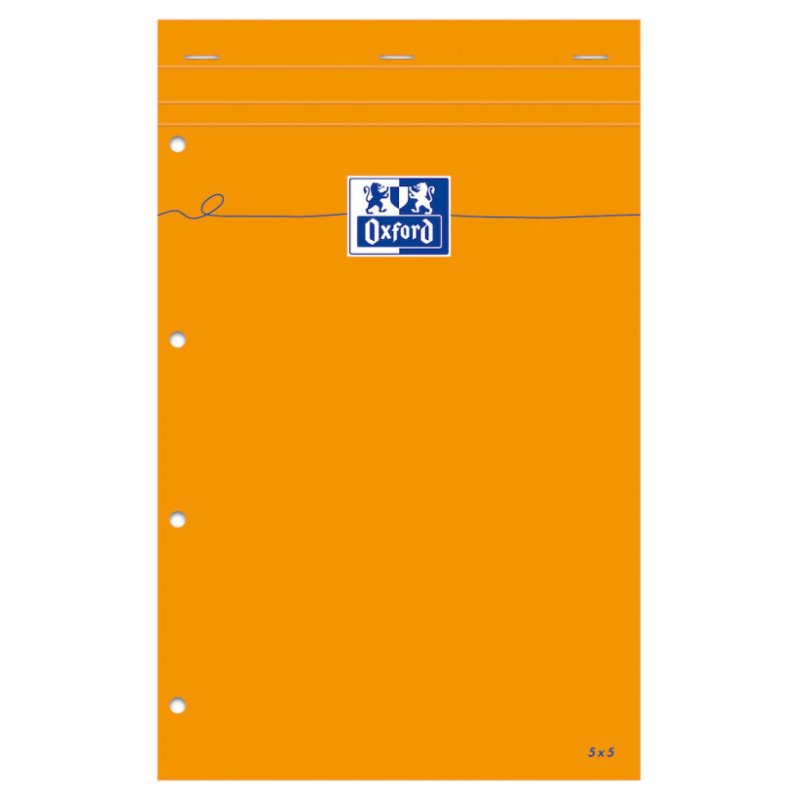 Oxford Bloc-notes, 210 x 315, quadrillé, 80 feuilles, orange