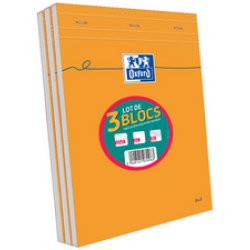 Oxford Bloc-notes, A4, quadrillé, 80 feuilles, lot de 3