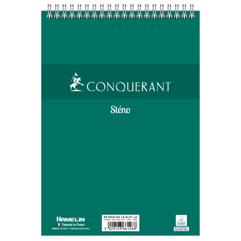 Conquerant 100102740 writing notebook A5 100 sheets Green