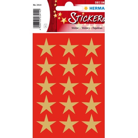HERMA Stickers Étoiles 5 pointes, doré, Ø 22 mm