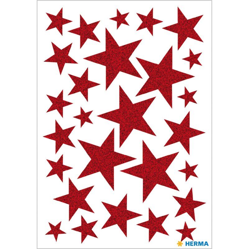 HERMA Stickers stars red, glittery