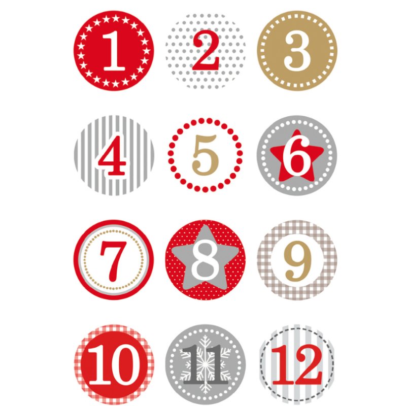 HERMA Stickers Advent calendar 1-24, red Ø 2 cm