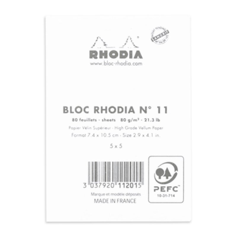 Rhodia N°11 writing notebook A7 80 sheets White