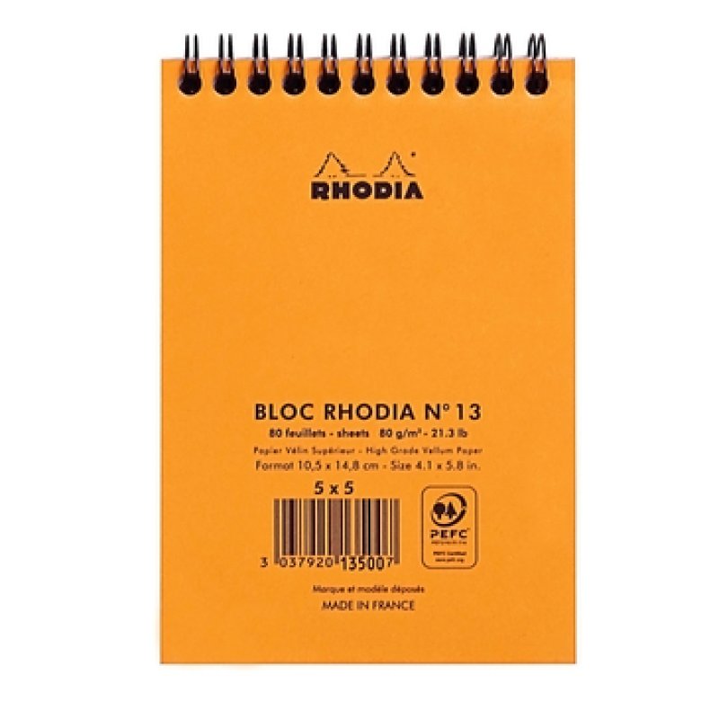 Rhodia 13500C bloc-notes A6 80 feuilles Orange