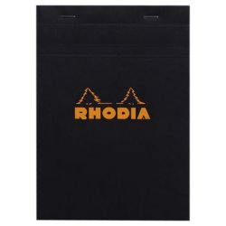 RHODIA Bloc agrafé No. 16, format A5, quadrillé 5x5, noir