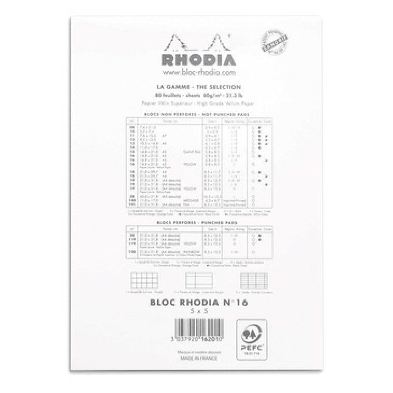Rhodia N°16 writing notebook A5 80 sheets White